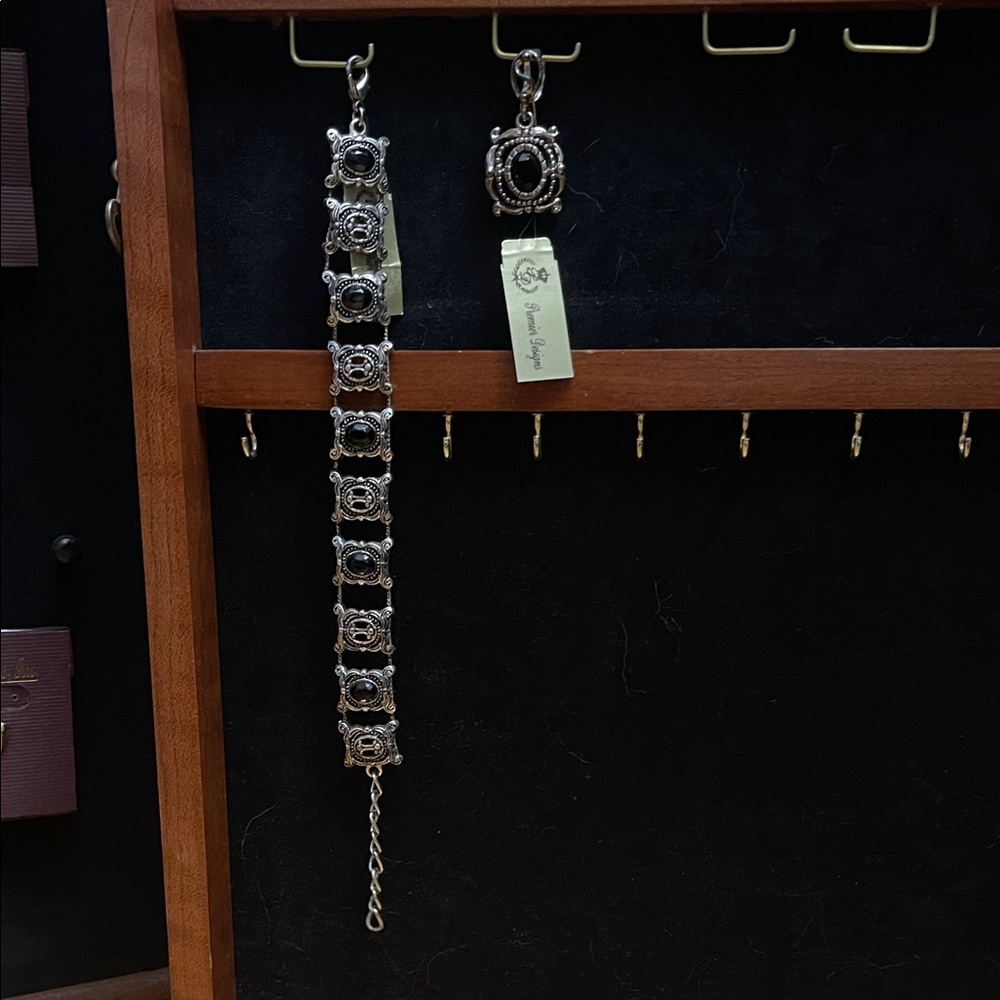 Premier Designs Silver and Black Bracelet with matching Pendant